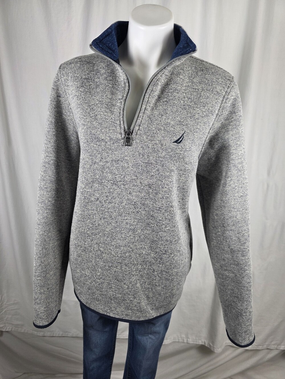 Nautica Quarter-Zip Sweater Pullover – Men’s Size Large – Gray Heather